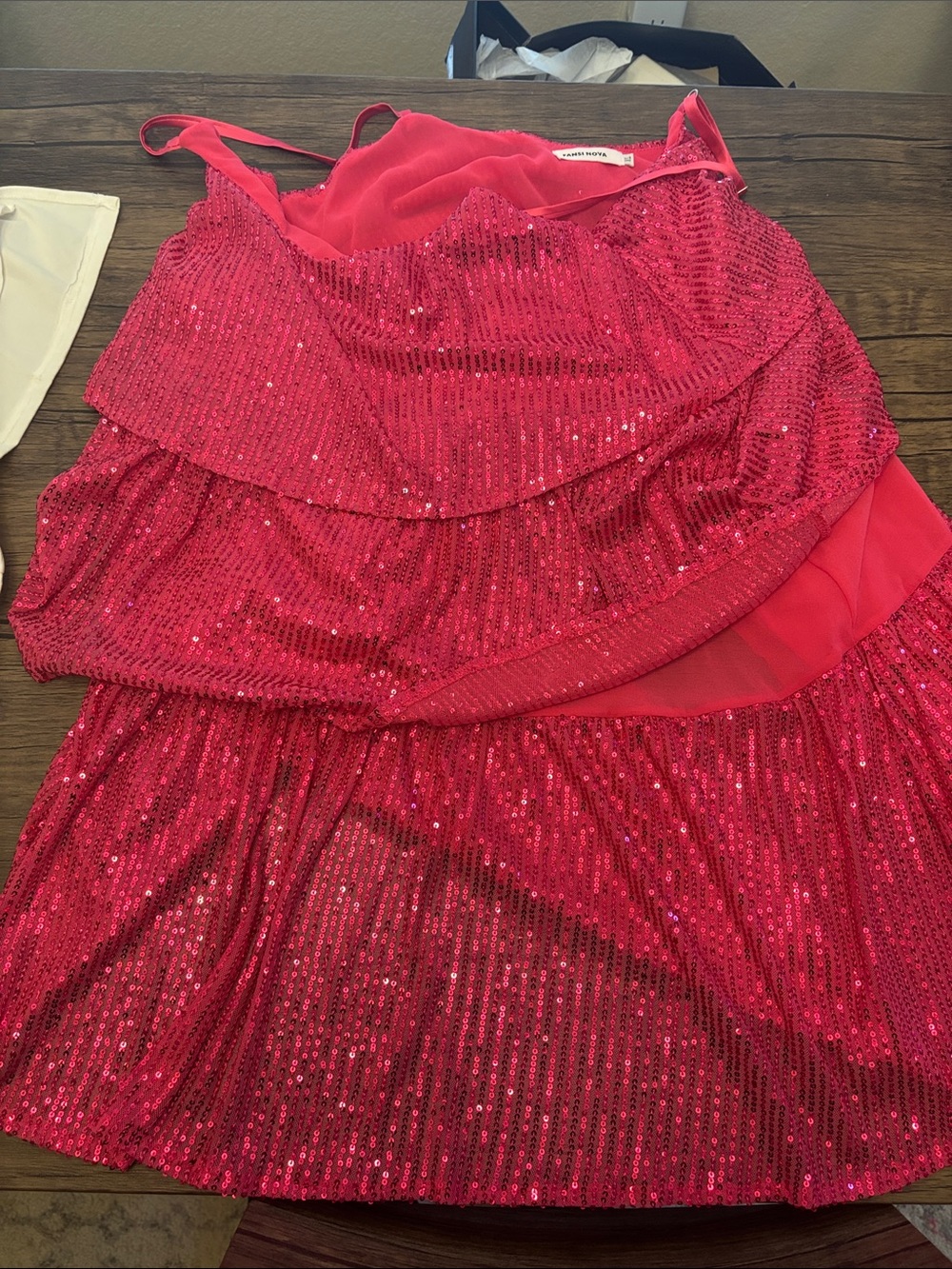 Sparkling Hot Pink Tiered Sequin Party Dress